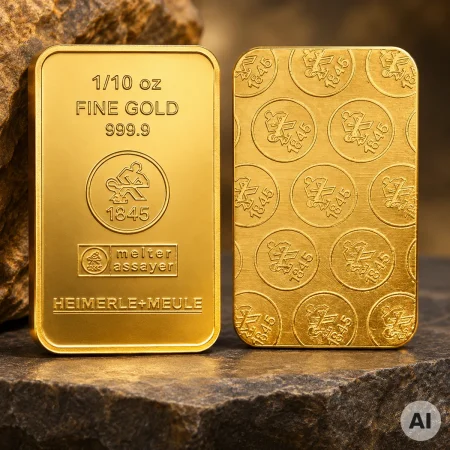 1/10 oz Goldbarren Heimerle + Meule geprägt