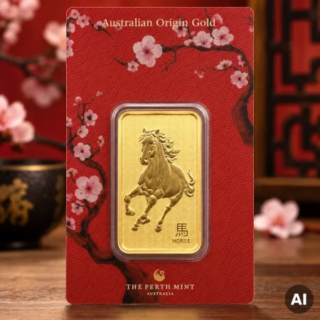 1 oz Goldbarren Perth Mint Lunar Pferd 