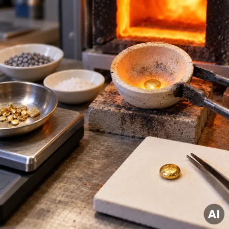 Was ist eine Feuerprobe bei Gold?