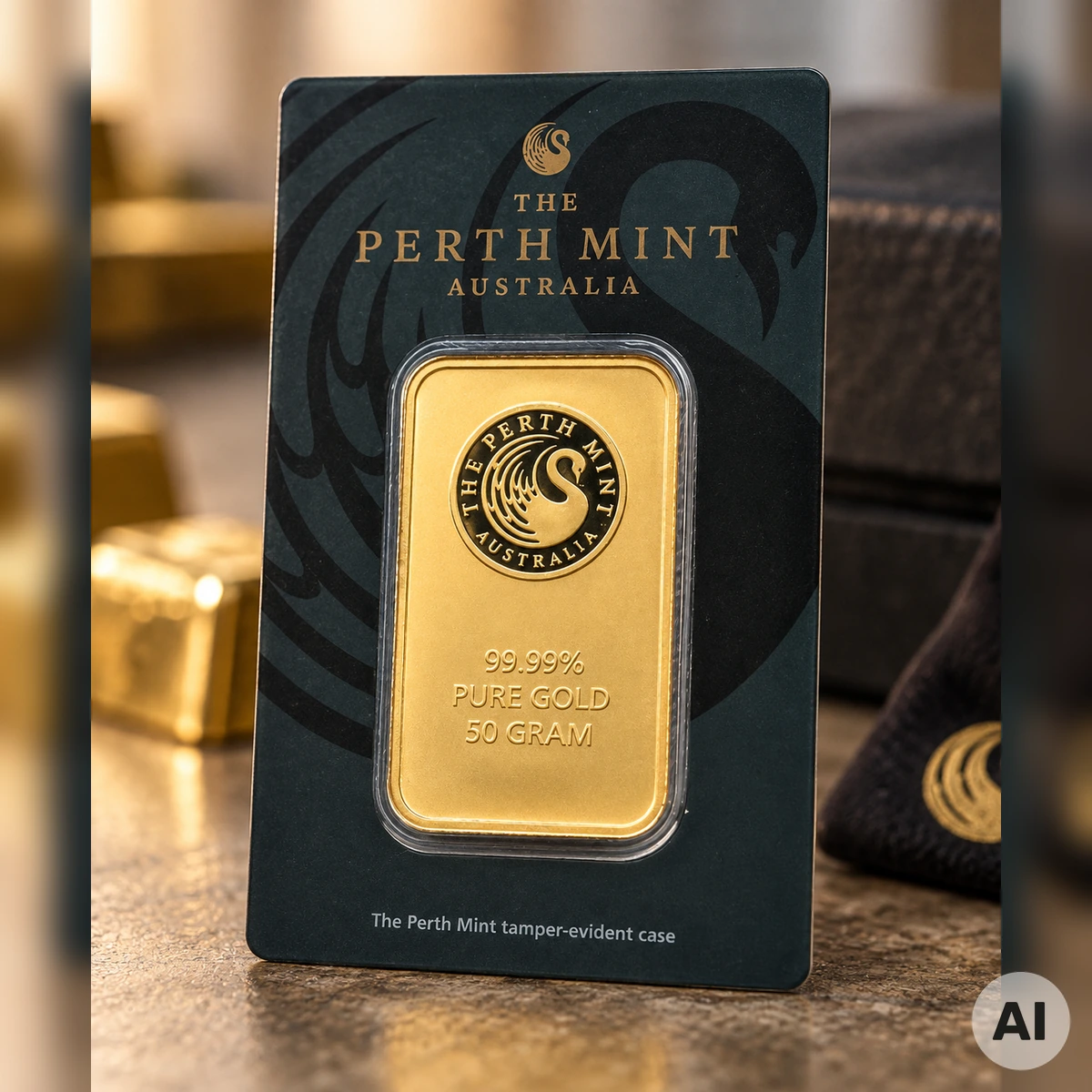 Goldbarren in versiegelter Blisterverpackung mit Zertifikatskarte