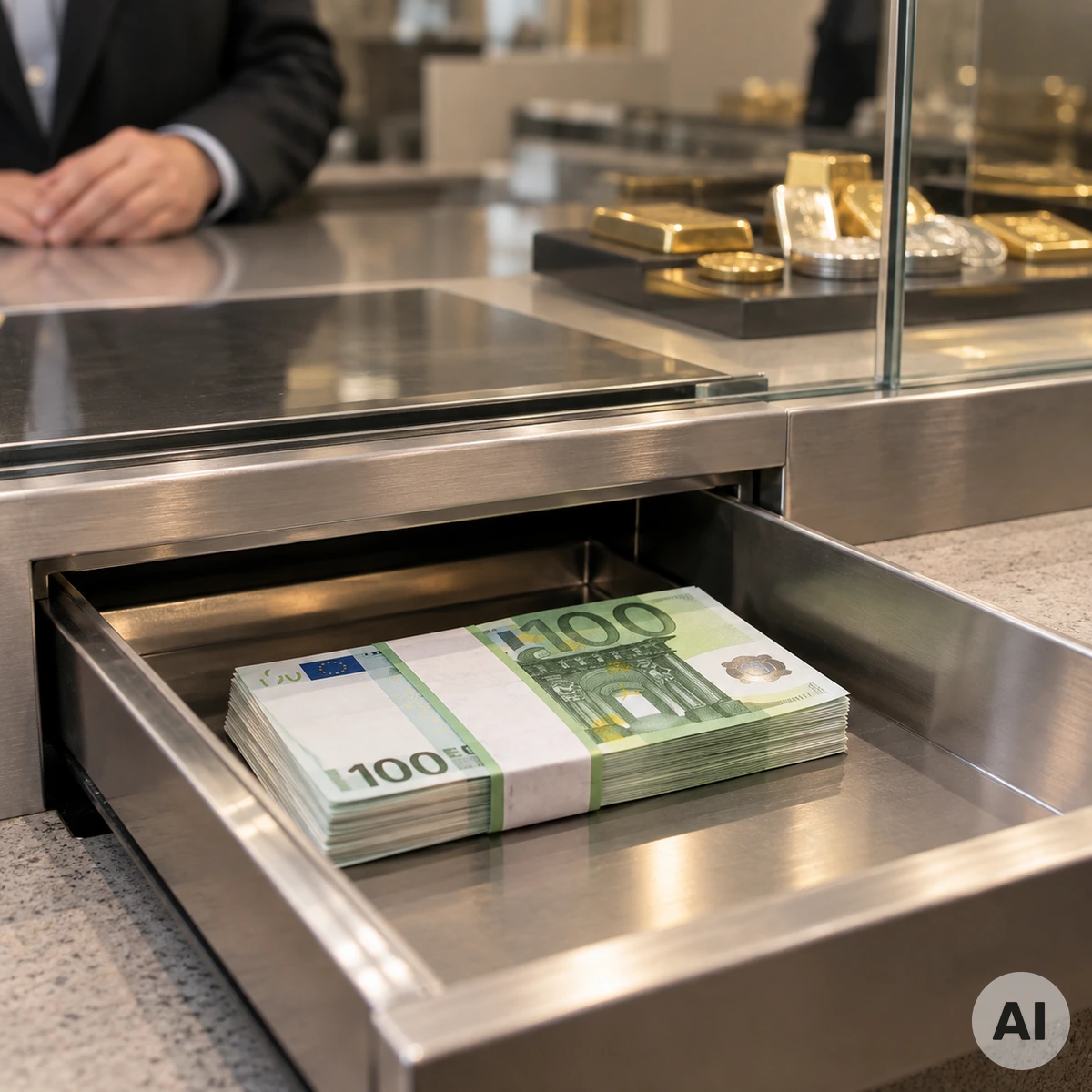 Gold- und Silbermünzen mit Barren zum Vergleich von Metallwert und Aufgeld