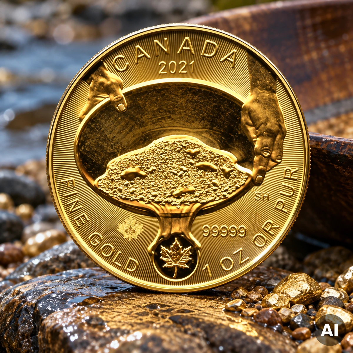 1 oz Klondike Goldrausch Goldwäsche 2021 1 oz Klondike Goldrausch Goldwäsche 2021 aus 99,999 Prozent Gold