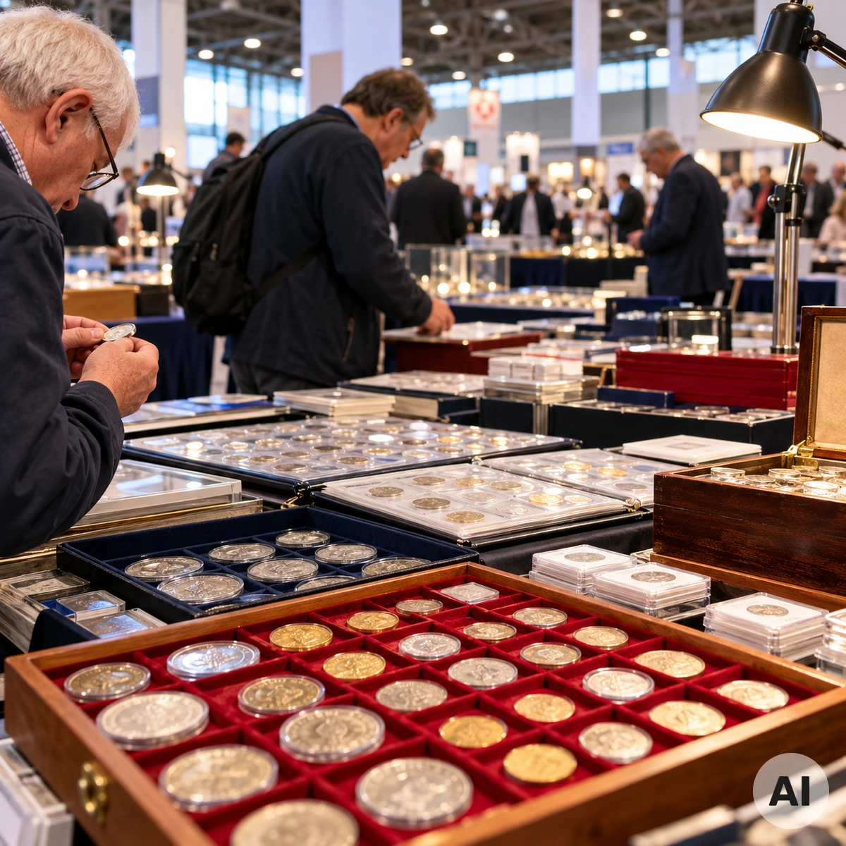 Münzsammler auf einer Münzmesse 2026