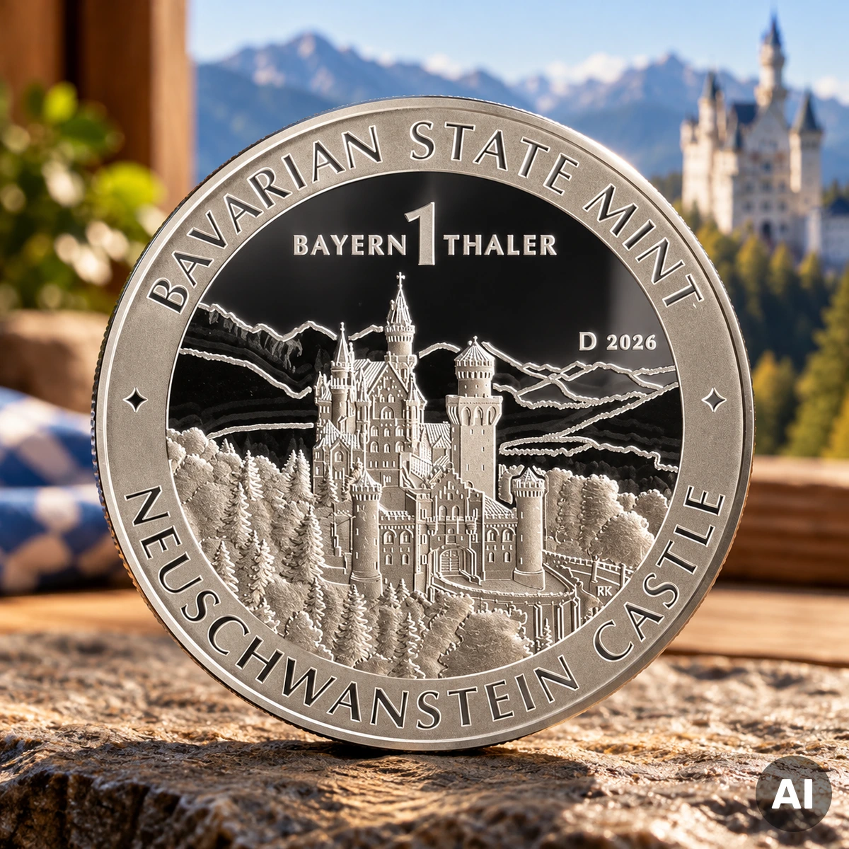 1 oz Silber Bayern Thaler 2026 mit Schloss Neuschwanstein als Münzmotiv
