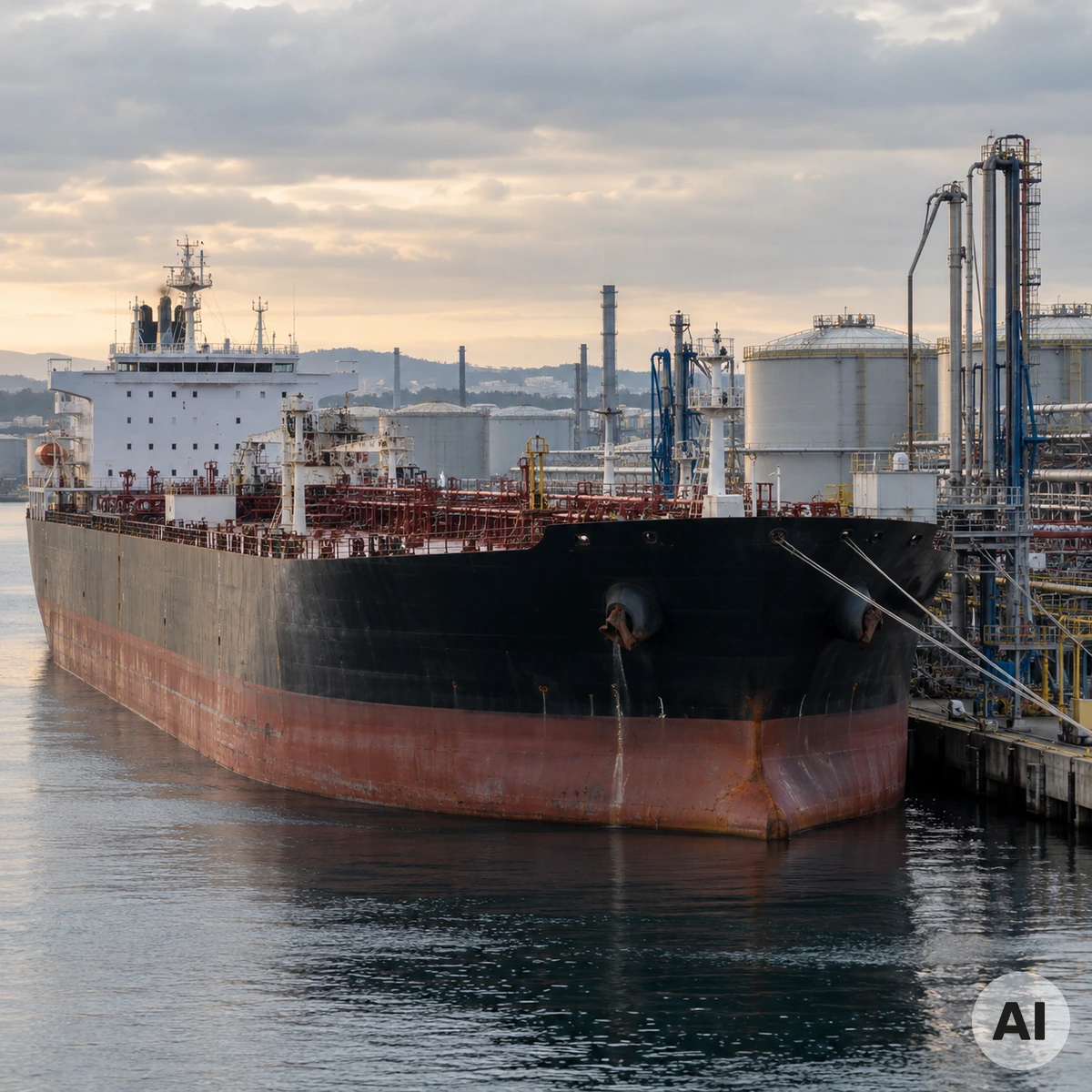 Trumps Diesel-Deal mit Putin – große politische Symbolik bei begrenztem wirtschaftlichem Nutzen Russischer Dieseltanker in einem Industriehafen als Symbol für Trumps umstrittenes Dieselabkommen mit Putin
