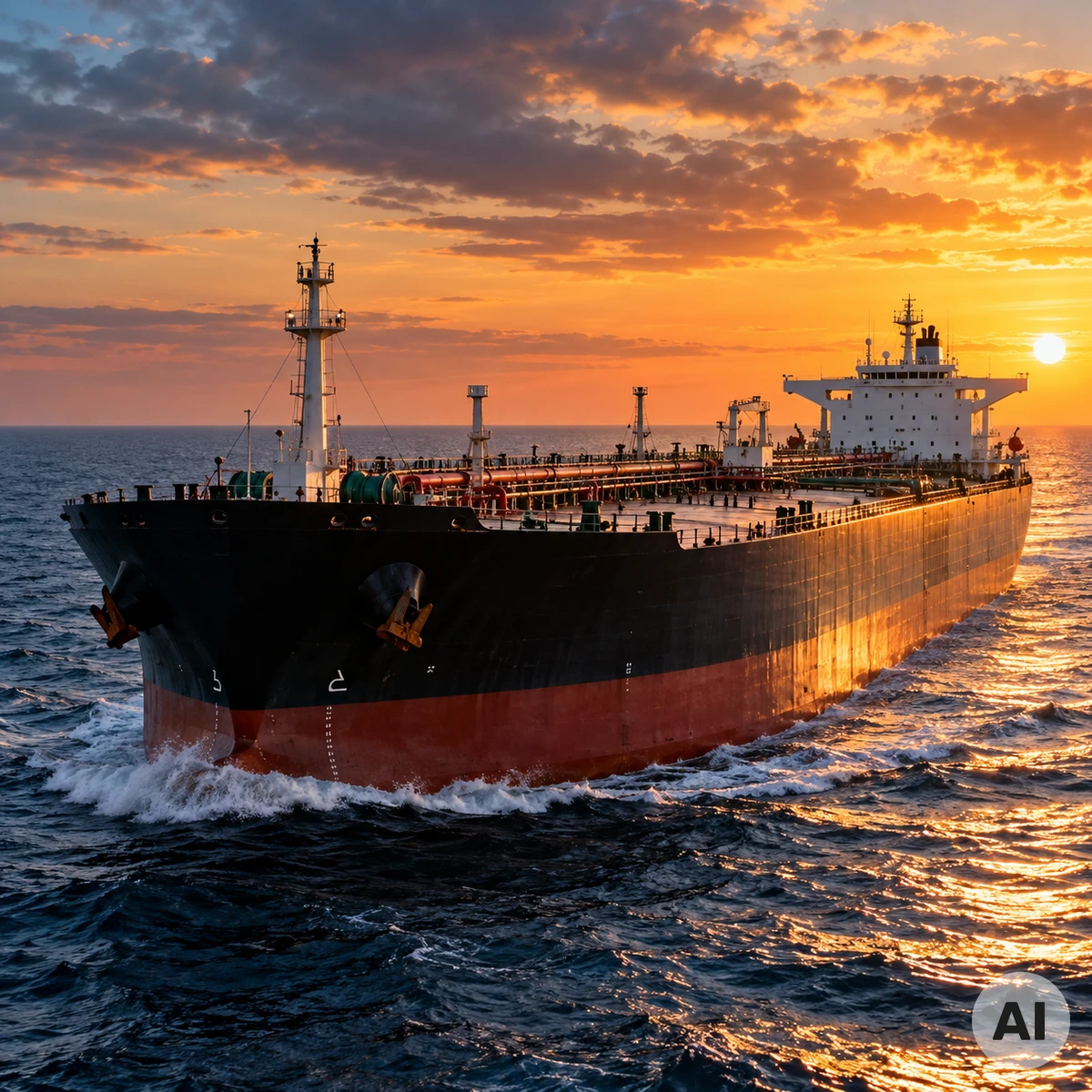 Öltanker der Schattenflotte und die geplante Lockerung der US-Sanktionen Großer Öltanker auf See als Symbol für die geplante Lockerung der US-Sanktionen gegen die Schattenflotte