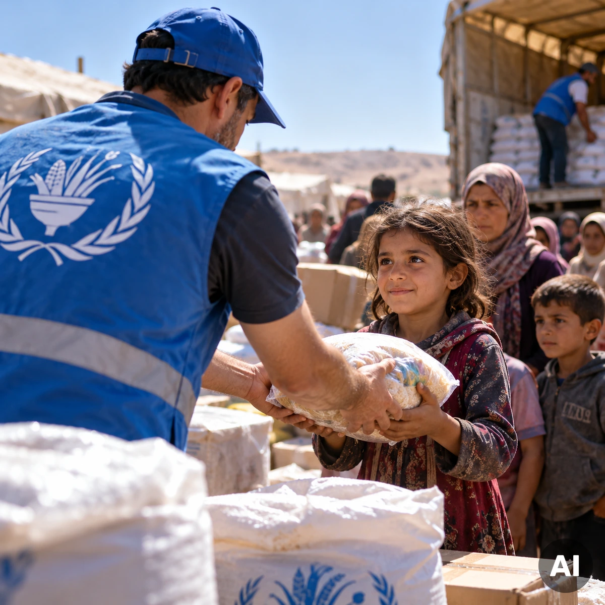 Humanitäre Lebensmittelhilfe für Menschen in einer internationalen Krisenregion
