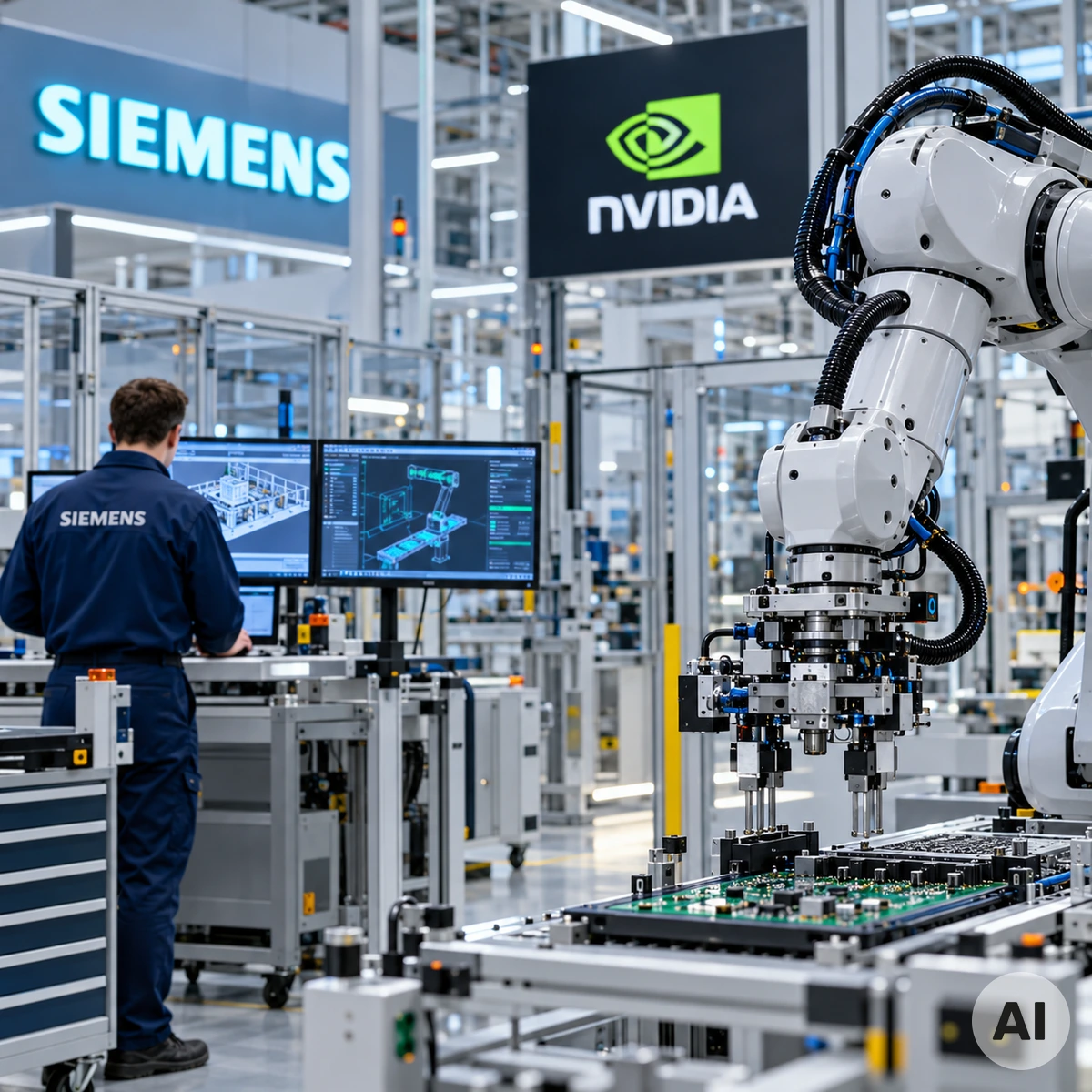 Moderne Elektronikfertigung im Siemens-Werk Erlangen als Beispiel für die KI-gestützte Fabrik der Zukunft