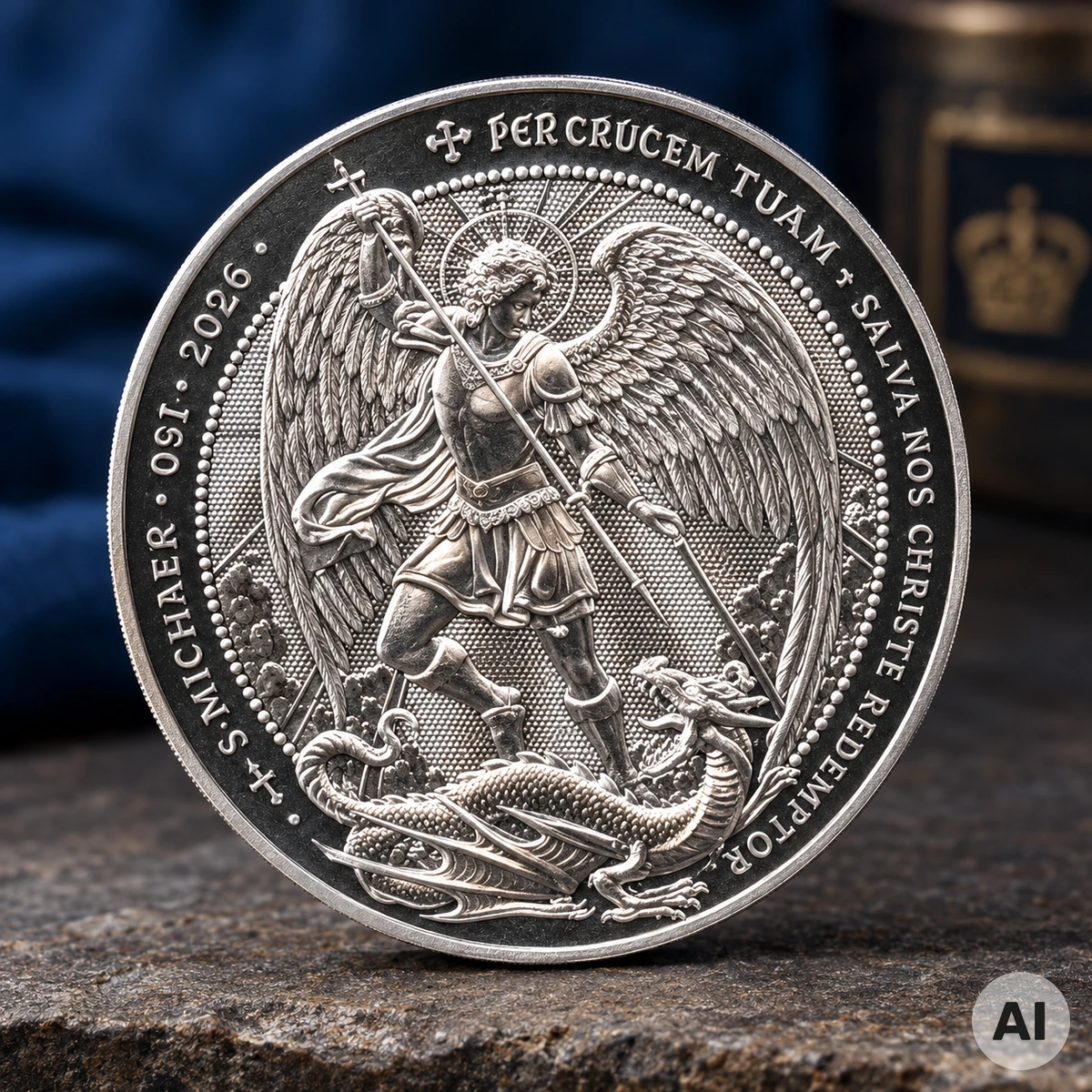 1 oz Silber The Angel 2026 mit Erzengel Michael und Drachen der britischen Royal Mint