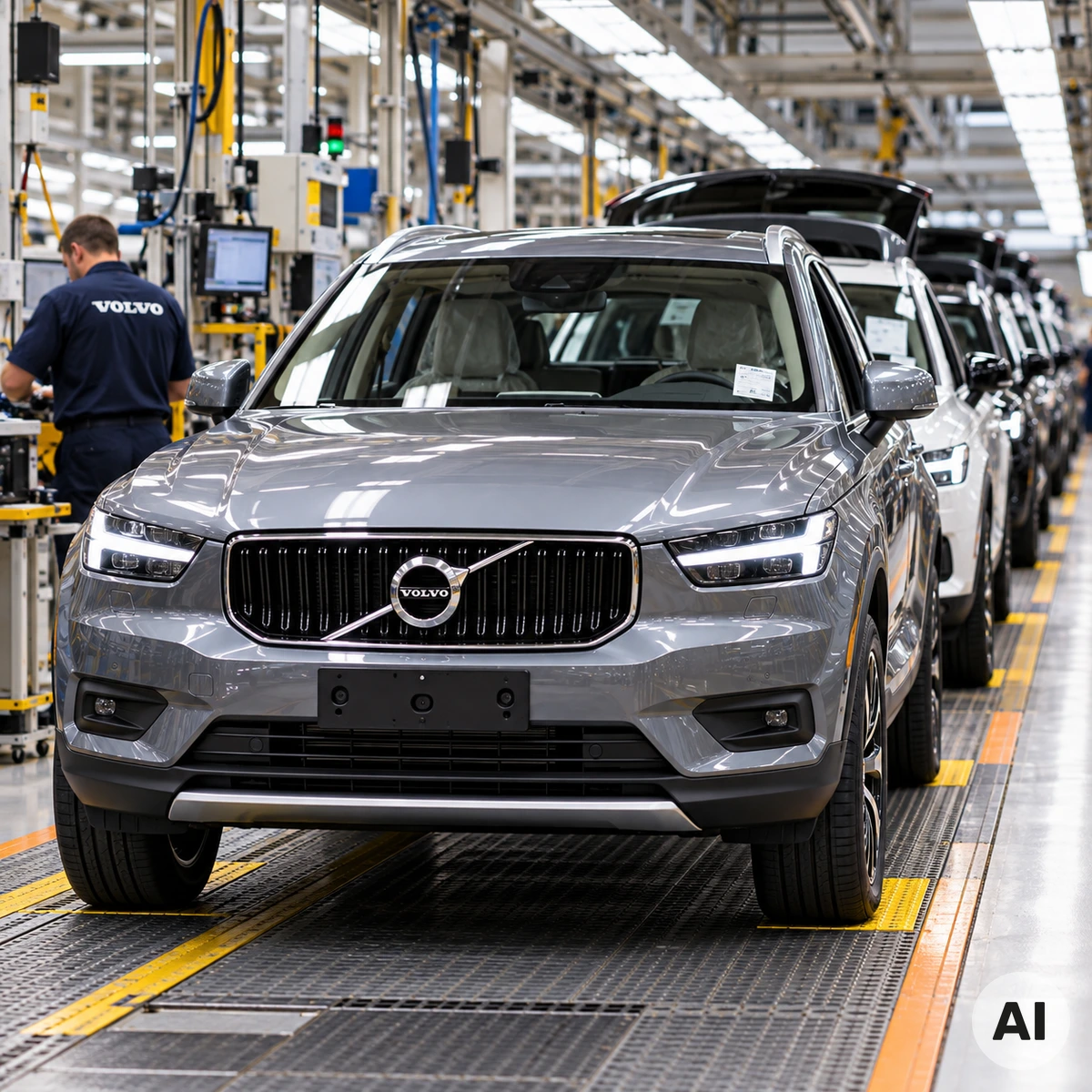 Volvo Cars unter Druck – Stellenabbau nach Milliardenverlust Volvo Cars Automobilproduktion in einer modernen Fahrzeugfabrik als Symbol für den weltweiten Stellenabbau