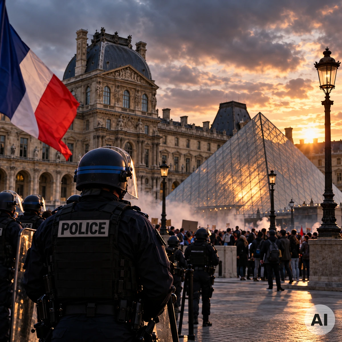 Der Louvre in Paris als Symbol der französischen Protestkrise und der verschärften Sicherheitslage
