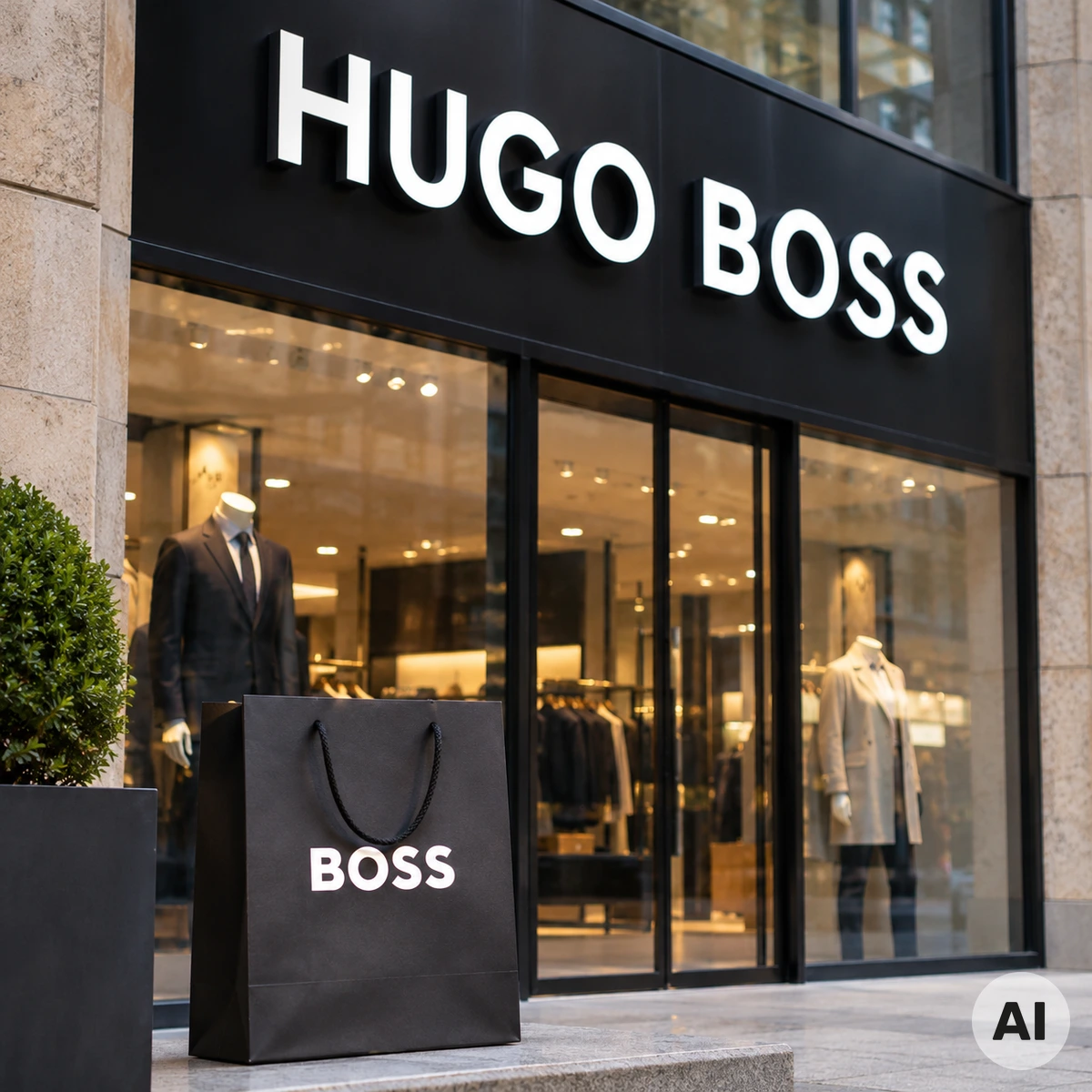 Hugo Boss Modeunternehmen in Metzingen nach der Mehrheitsübernahme durch die britische Frasers Group