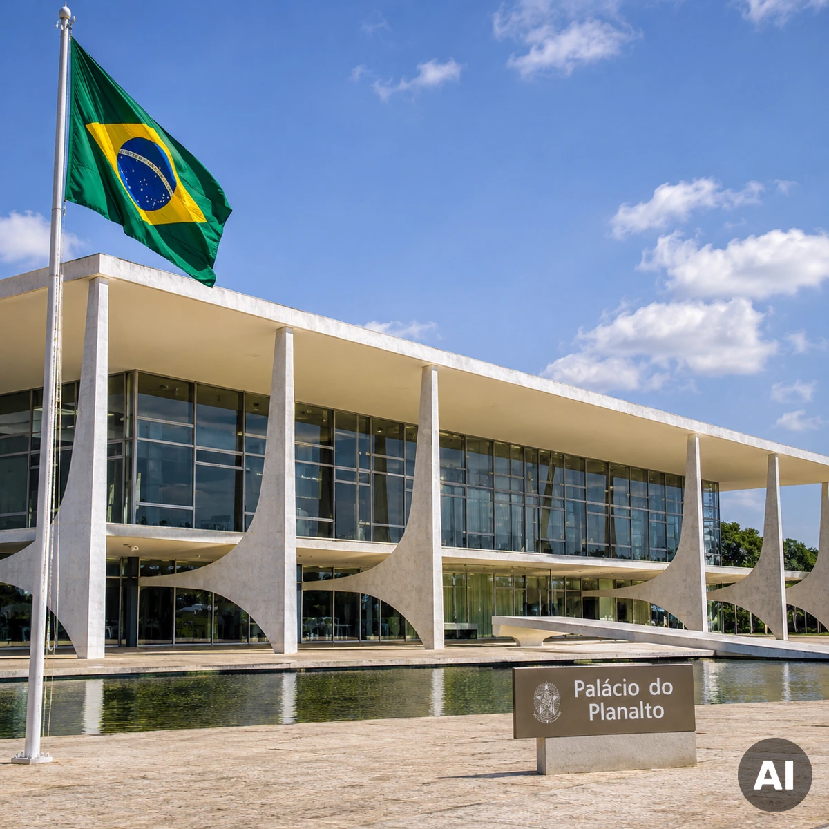 Brasilianische Präsidentschaftswahl 2026 mit Wahlurne und brasilianischer Flagge
