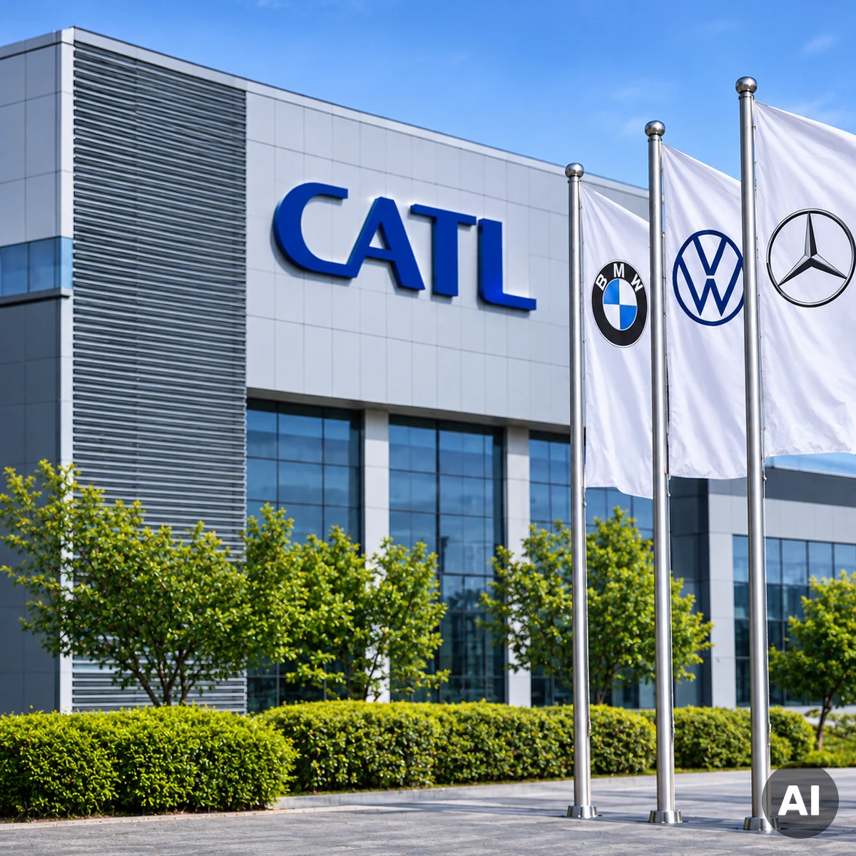 Moderne Batteriezellen für Elektroautos in einer industriellen Fertigungsanlage als Symbol für die technologische Macht des chinesischen CATL-Konzerns