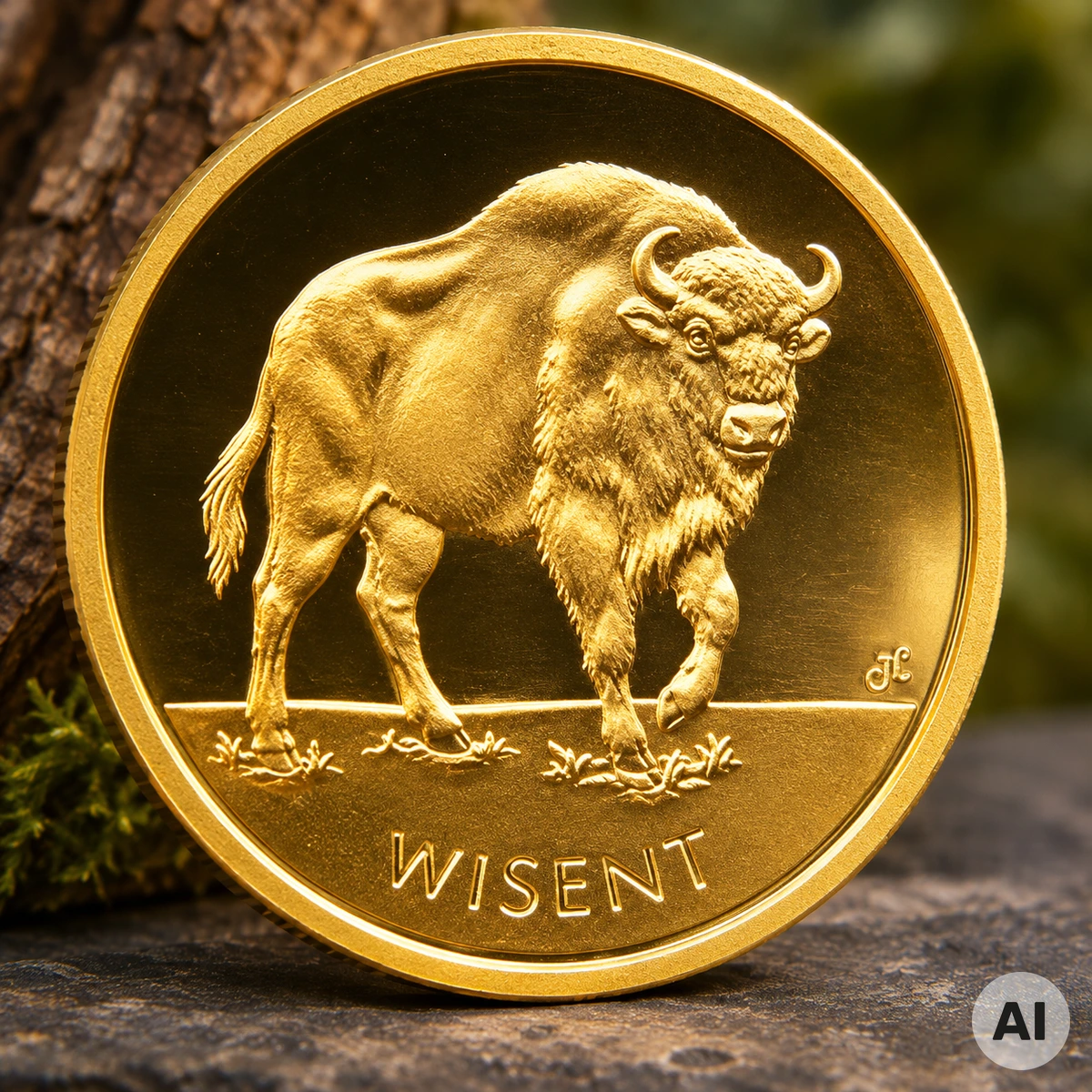 20 Euro Goldmünze Wisent 2026 mit Münzzeichen D aus der Staatlichen Münze München, Serie Rückkehr der Wildtiere