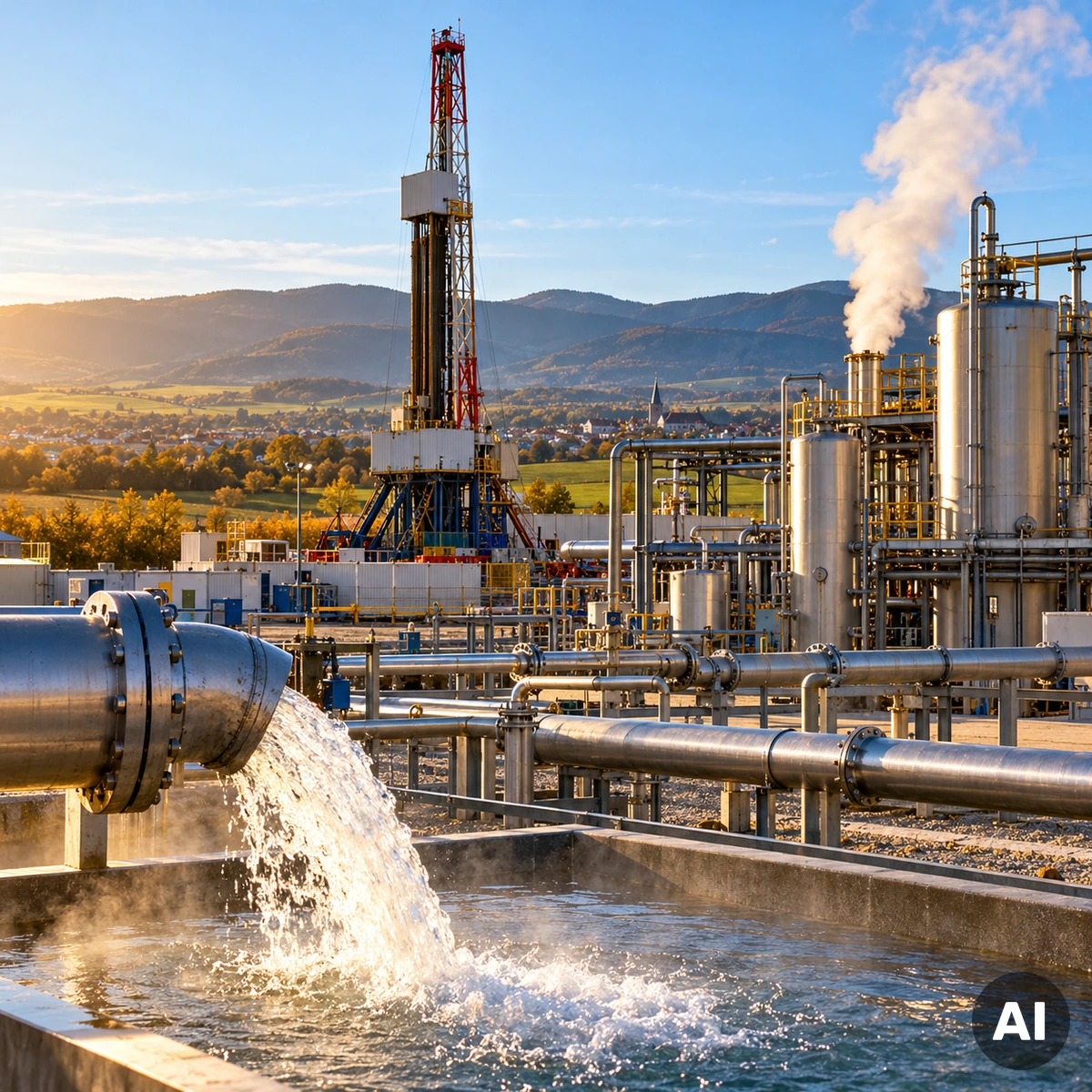Lithiumgewinnung aus heißem Tiefenwasser im Oberrheingraben mit Geothermieanlage und industrieller Aufbereitung